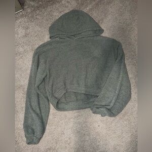 Flirtitude Heathered Green Cropped Hoodie